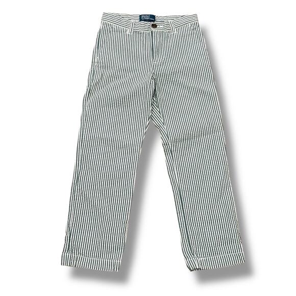 Polo Ralph Lauren Boys Size 7 Green Striped Cotton Seersucker Pants Preppy - Picture 1 of 6